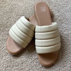Sorel Cream Quilted Slide Sandals